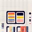 Icon depicting a mood board with design sketches and color palettes