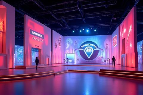 Unique themed decor for a product launch event with interactive elements